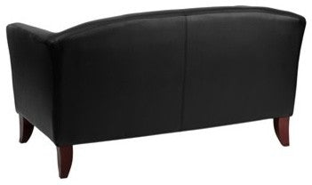 Contemporary Design Black Leather Loveseat