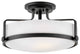 Hinkley Harper 18" Large Semi-Flush Ceiling Light, Black + Etched Opal