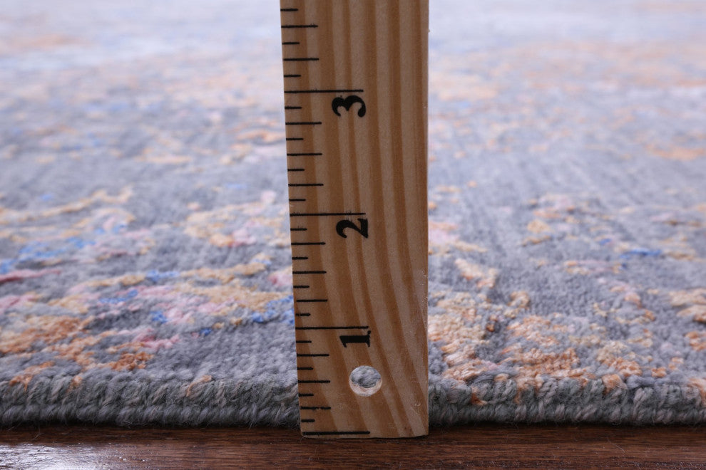 7' 11" X 10' 3" Modern Handmade Wool and Silk Rug Q8711