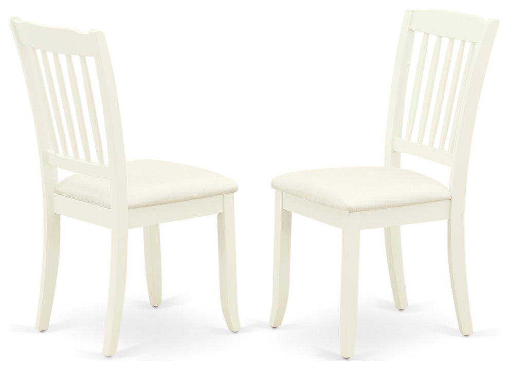 3 Pc Kitchen Set, Linen White Wood Table, 2 Linen White Chairs, Slatted Back
