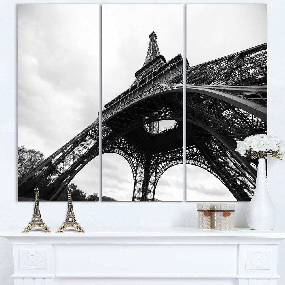 "Paris Eiffel Tower Side View" Metal Wall Art, 3 Panels, 36"x28"