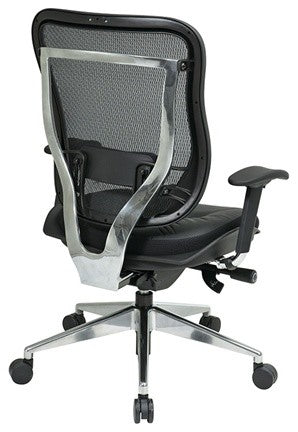 Executive High Back Chair With Breathable Mesh Back and Leather Seat
