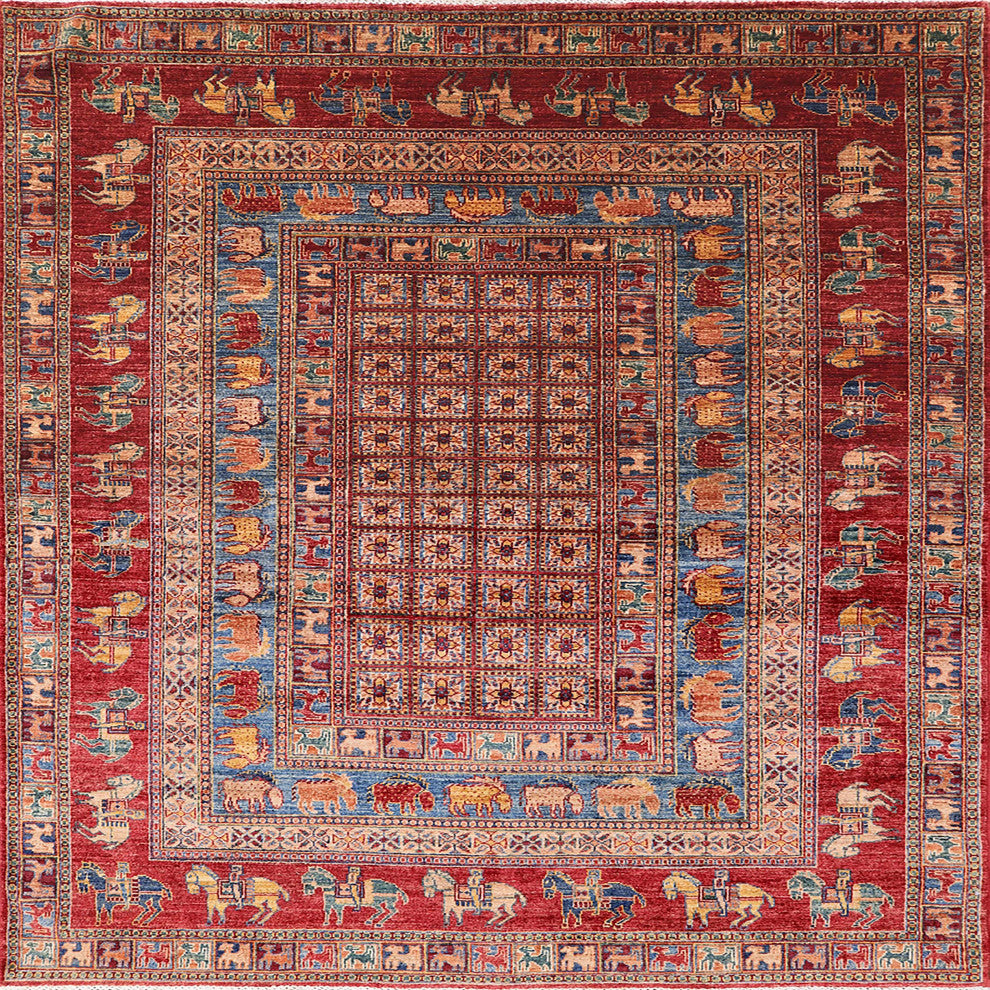 Ahgly Company Indoor Square Mid-Century Modern Area Rugs, 5' Square