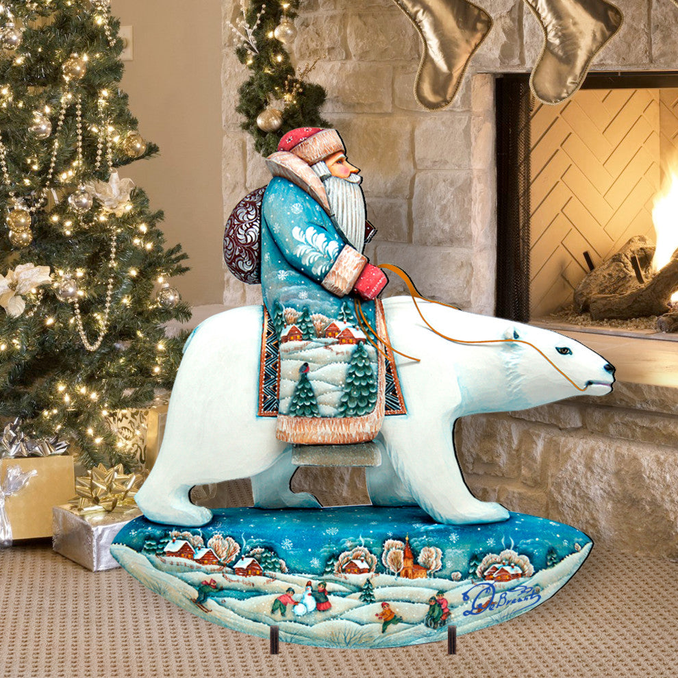 Polar Bear Santa Free Standing  Garden Decor