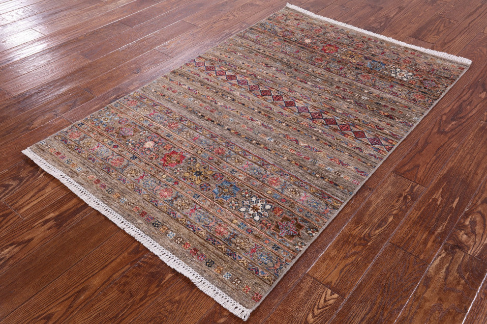 3' 4" X 5' 3" Super Kazak Khorjin Handmade Wool Rug Q10041