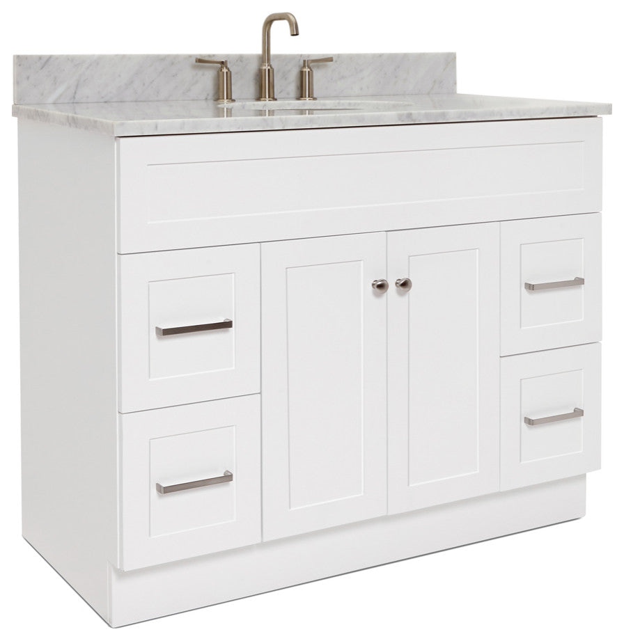 Ariel Hamlet 43" Oval Sink Bath Vanity, 0.75" Carrara Marble