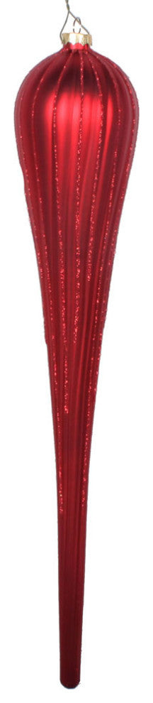 Vickerman 15.75" Red Glitter Drop Ornament 2-Pack, Mt195103D
