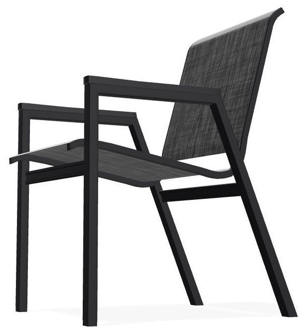 Bazza Sling Stackable Outdoor Dining Chair, Augustine Shadow/Black