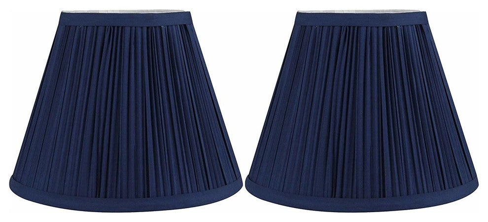 Softback Mushroom Pleated Lamp Shade, 5x9x7", Navy Blue, Set of 2