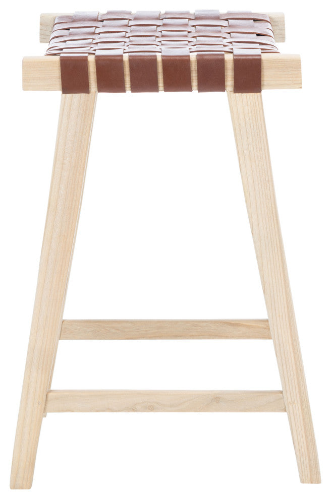 Safavieh Abreu Rectangle Counter Stool, Cognac / Light Natural