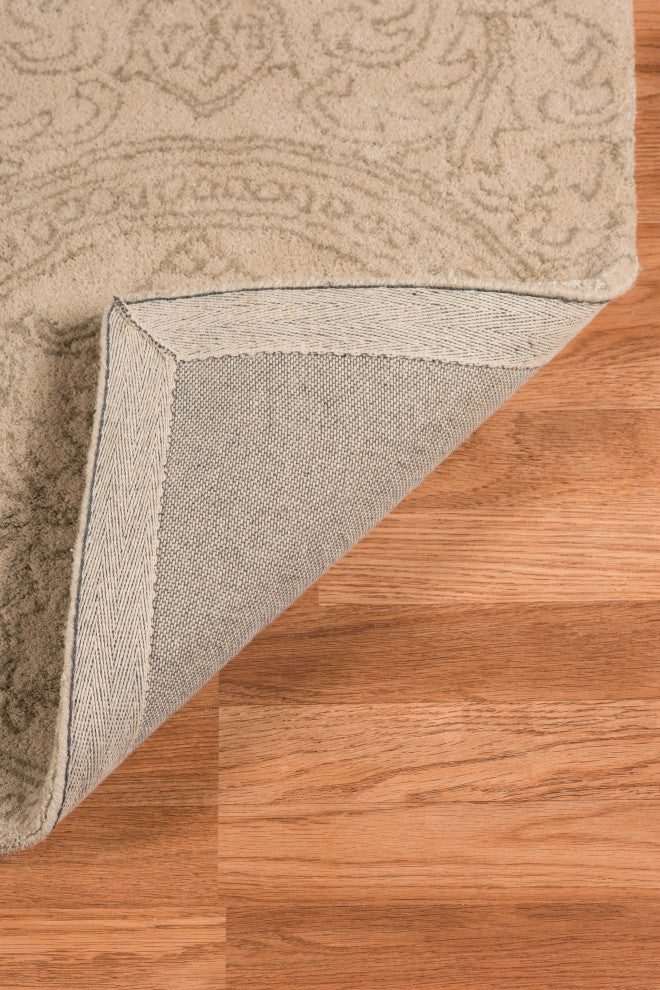 5" X8" X 0.5" Beige Wool Area Rug