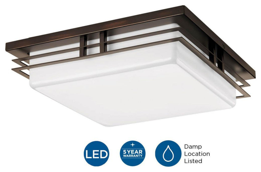 Progress Lighting 2-17W LED 3000K Flush Mount, Antique Bronze