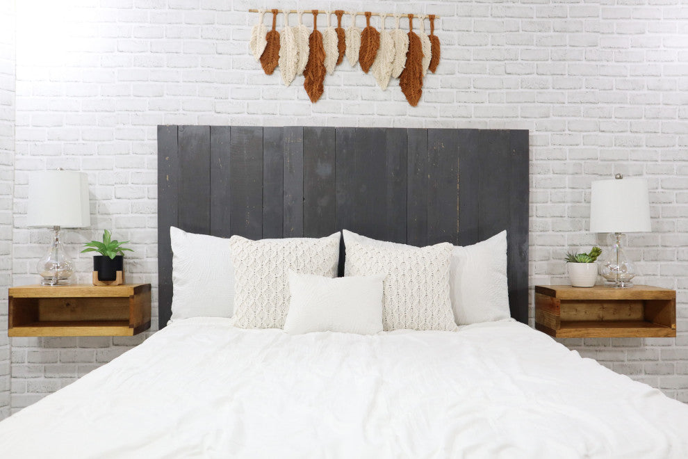 Handcrafted Headboard, Hanger Style, Gray, Full