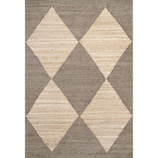 Nuloom Hand Woven Jute/Cotton Pandora Diamond Geometric Area Rug, Grey 5'x8'