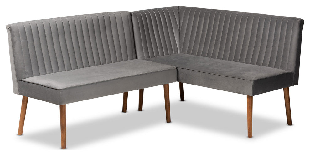 Venera Mid-Century Modern Dining Collection, Gray/Walnut Brown, 2-Piece Set