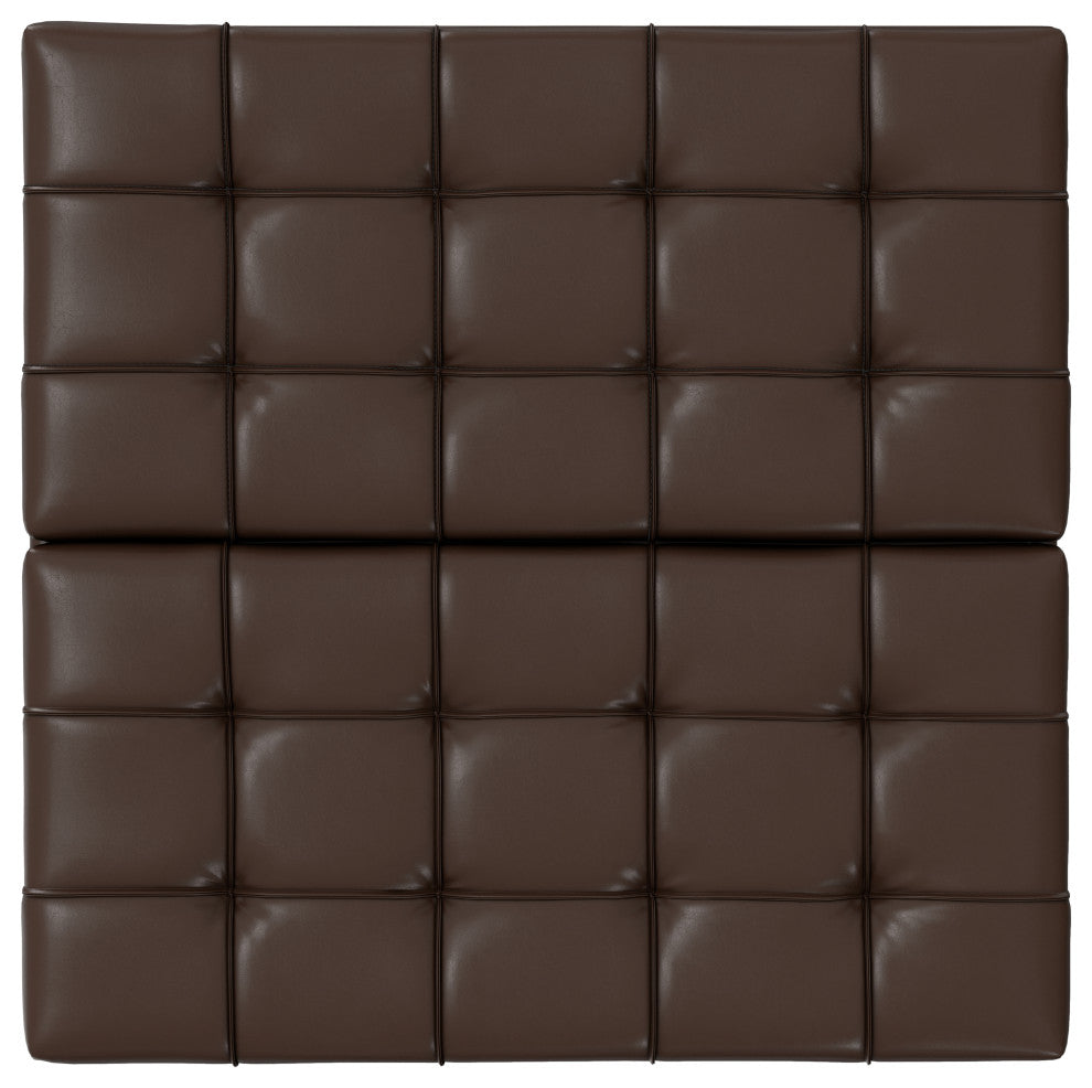 Harrison Large Square Coffee Table Storage Ottoman, Chocolate Brown