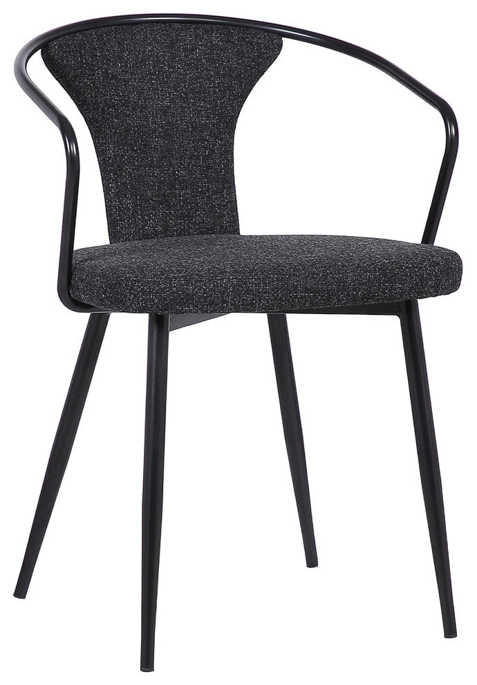Francis Dining Chair, Black Powder Coated Finish and Black Fabric