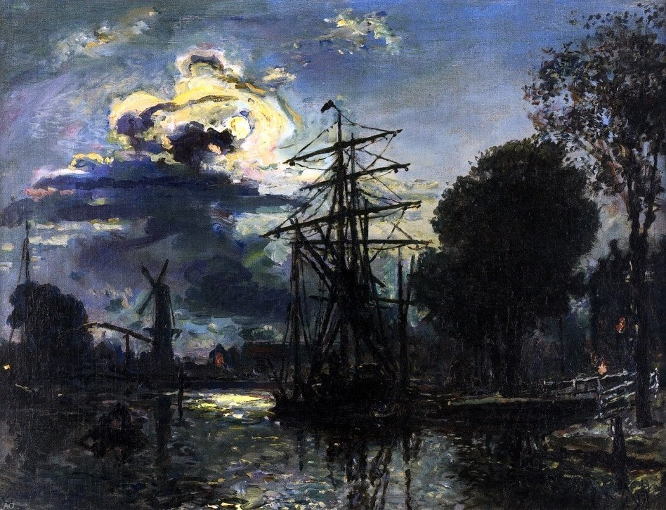 Johan Barthold Jongkind Canal in the Moonlight Wall Decal