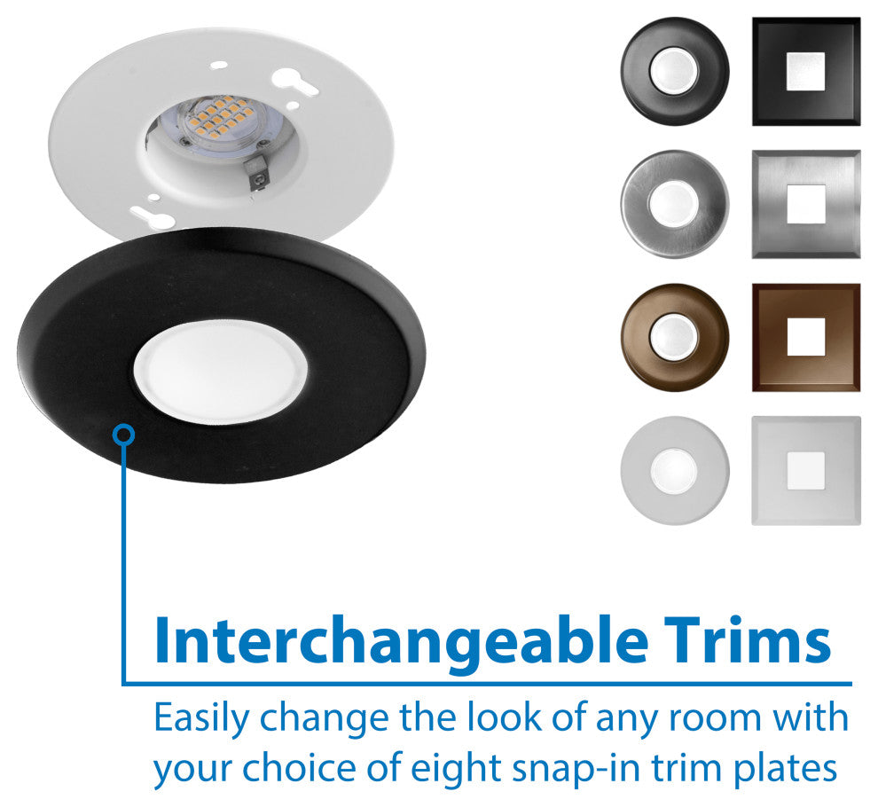 SureFit(v3) LED Flush Mount Ceiling Light, 3000K with Round Black Trim