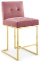 Privy Gold Stainless Steel Performance Velvet Counter Stool Gold Dusty Rose