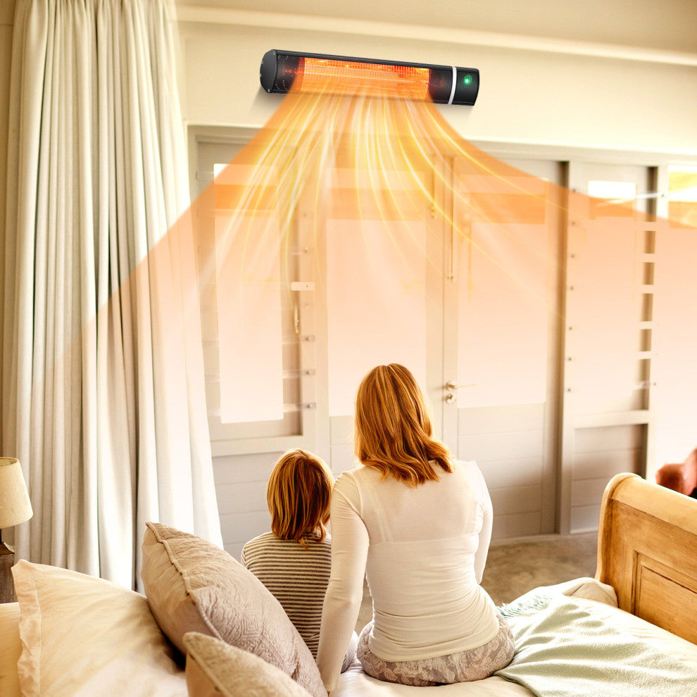 COSTWAY 750W/1500W Wall-Mounted Patio Heater Infrared Heater Adjustable Home
