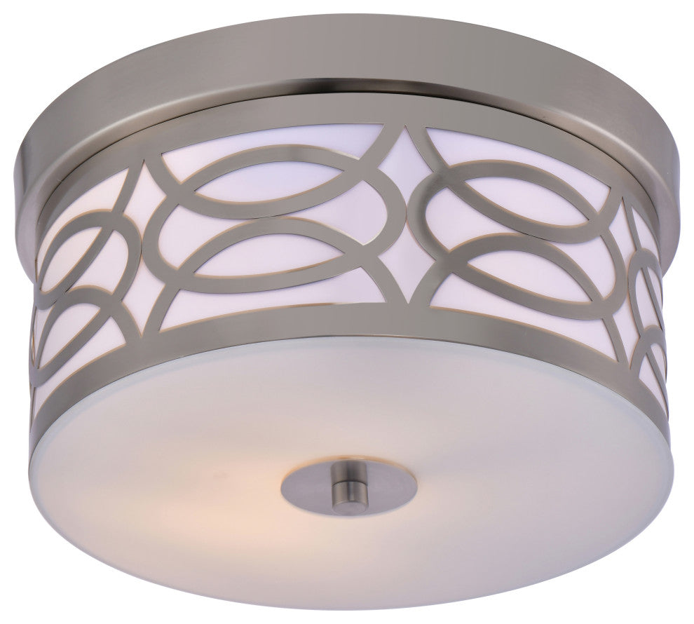 Lazzur Aude 2 Light 12" Satin Nickel Flush Mount Ceiling Light