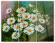 "Heavily Textured Daisies Art" Glossy Metal Wall Art, 3 Panels, 36"x28"