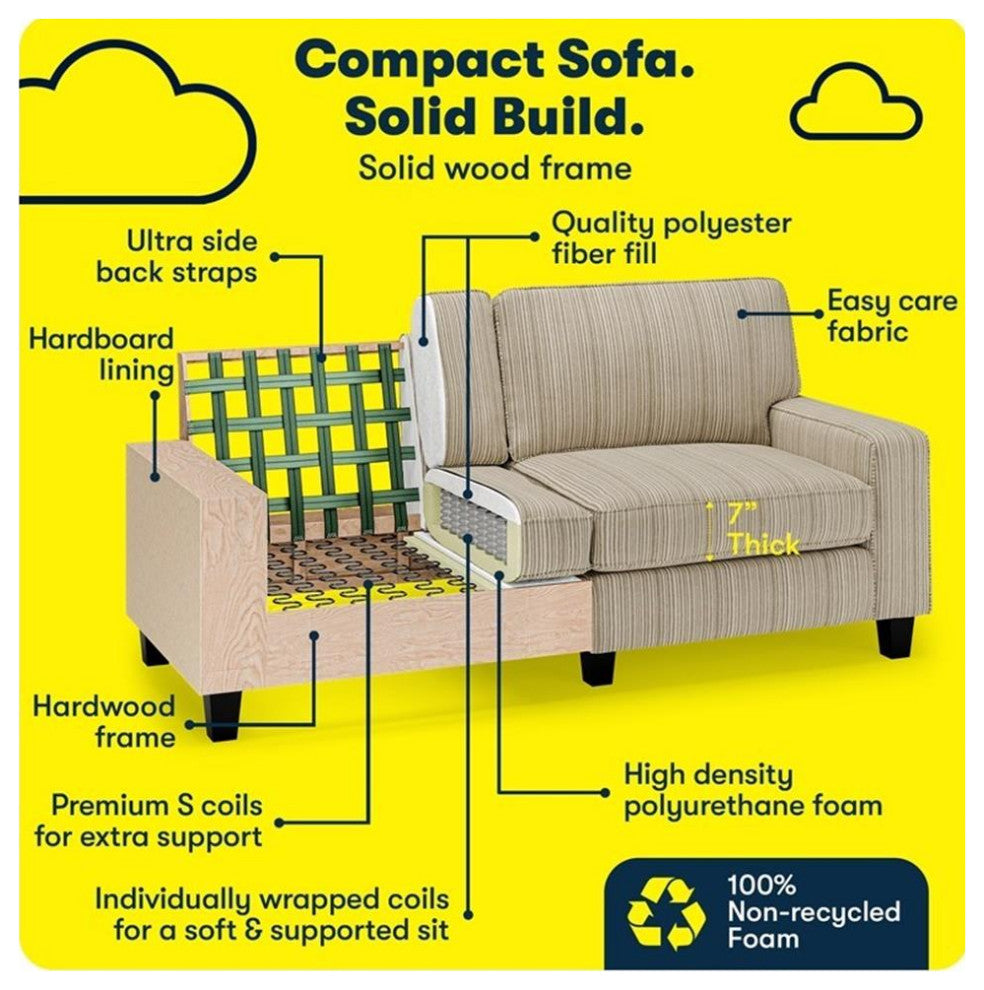 Serta Palisades 73" Track Arm Sofa with Removable Covers Beige