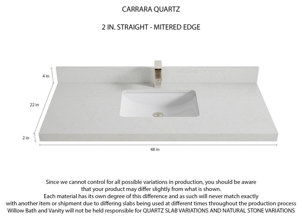 Santa Monica 48 Single Sink Bath Vanity in Whitewashed Teak 2" Carrara Quartz