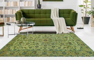 Fine Vintage Distressed Daphne Lt. Green/Green Rug, 6'6 x 9'10