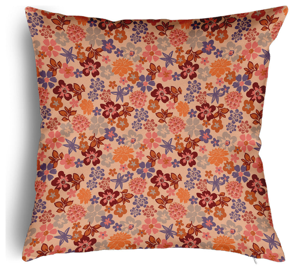 Succulent Garden Accent Pillow With Removable Insert, Peach, 16"x16"