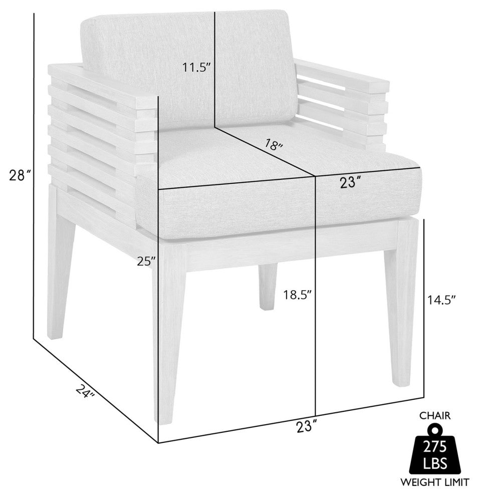 Vivid Outdoor Patio Dining Chair, Light Eucalyptus Wood Taupe Olefin Cushions