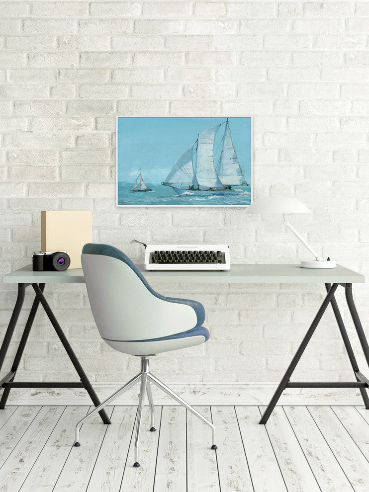 "Sailing Boat Floater" Framed Painting Print on Canvas, 45"x30"