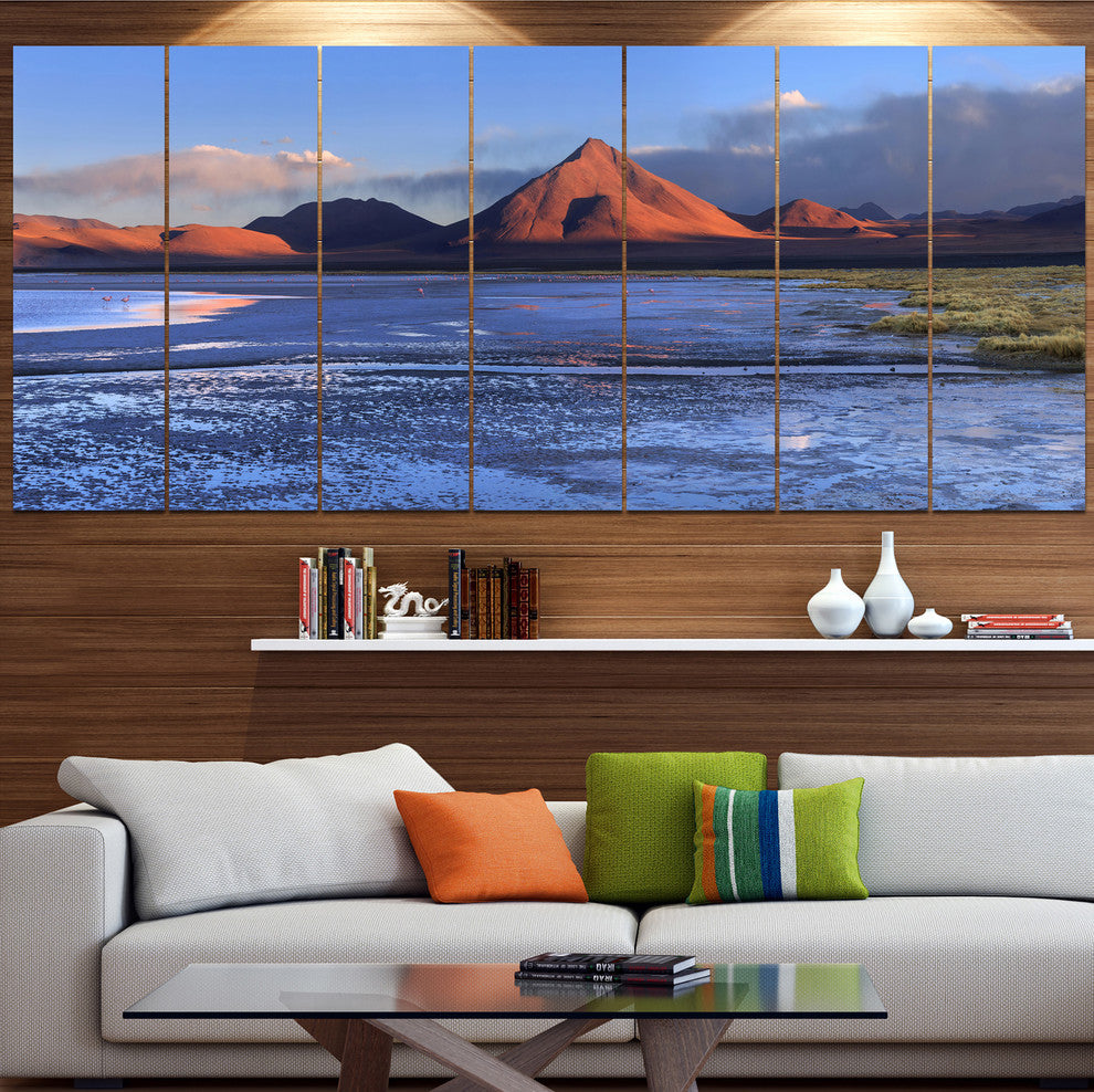 Colorado Lagoon and Volcano Pabellon, Landscape Canvas Print, 83"x32", 7 Panels