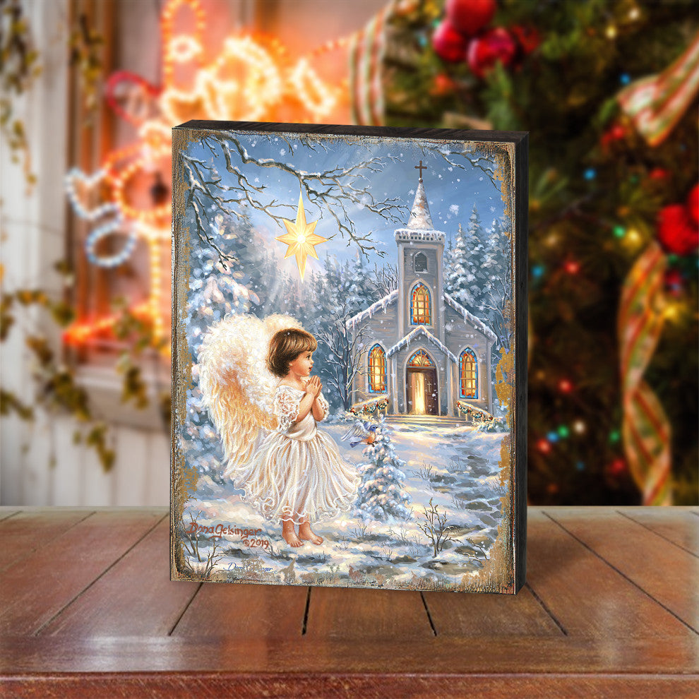 Angel at the Chapel Wooden Block, 48 X 36