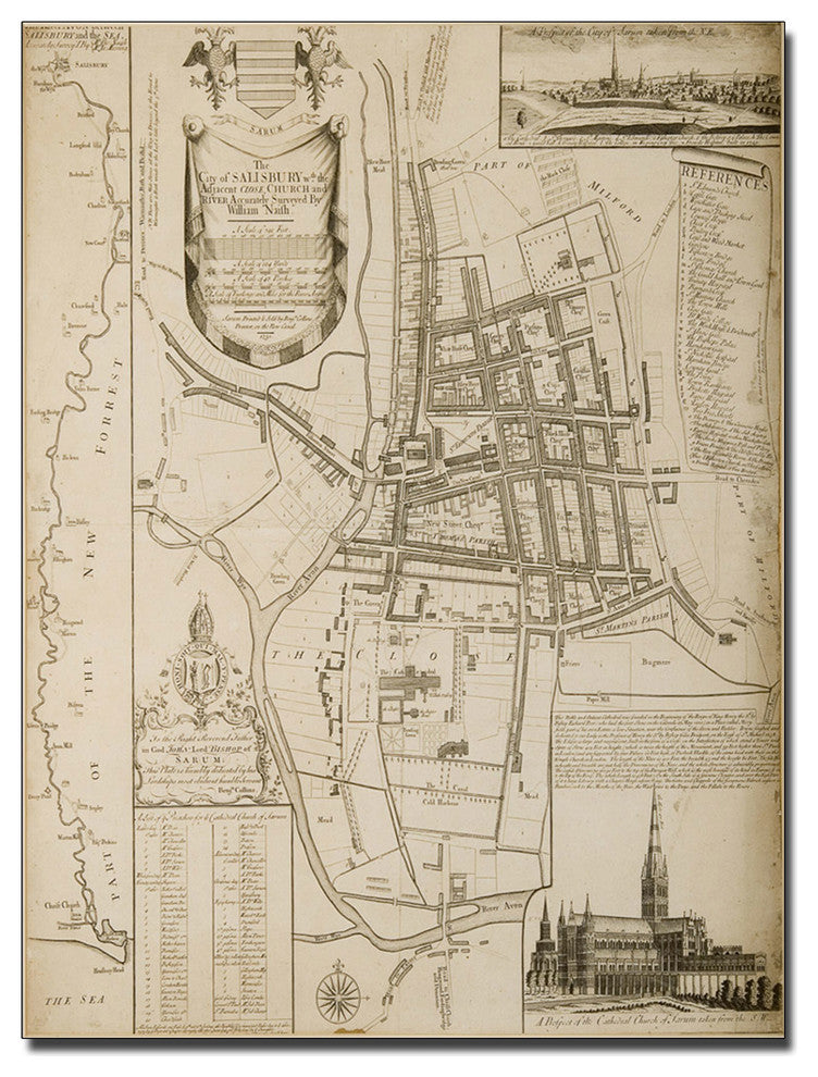 'Map of Salisbury, 1751' Canvas Art by William Nash