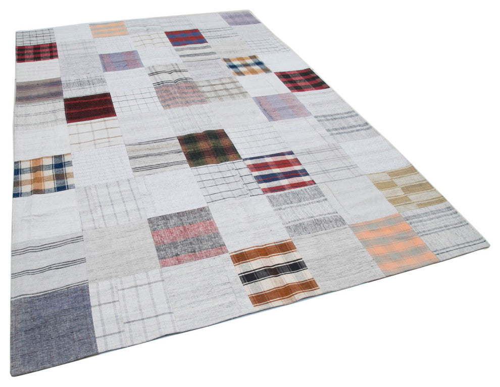 Rug N Carpet - Handmade Turkish 6' 7'' x 9' 10'' Vintage Patchwork Kilim Rug