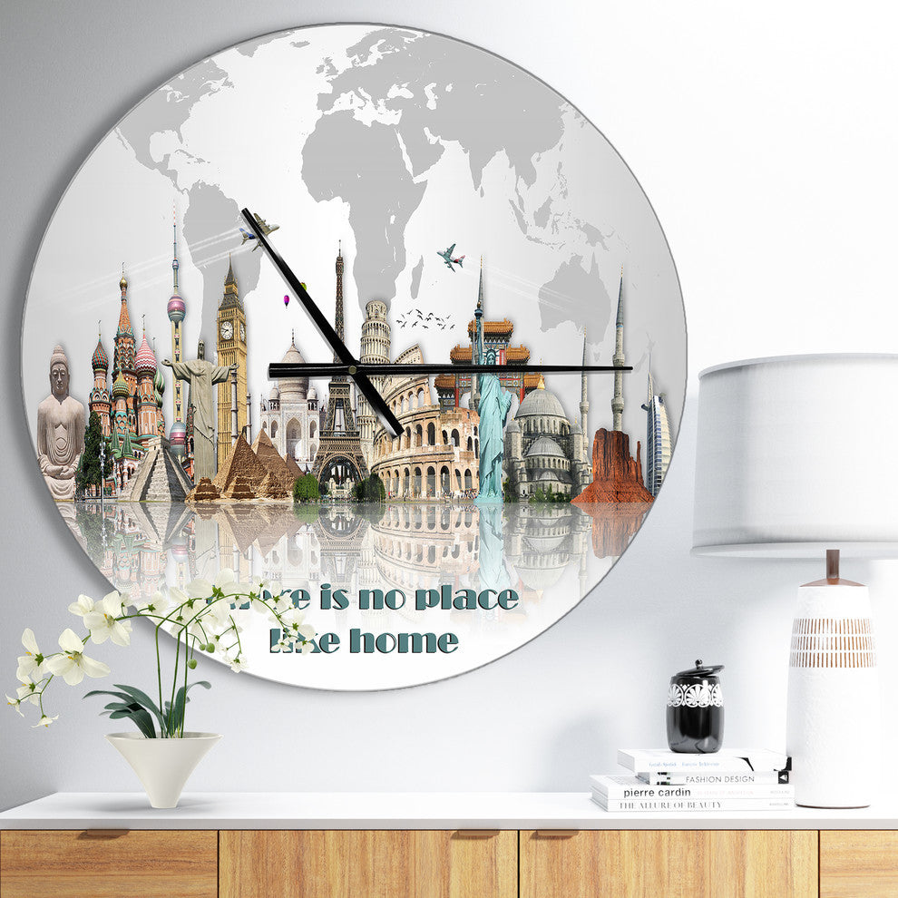 There Is No Place Like Home World Tour Oversized Quote Clock, 23"x23"