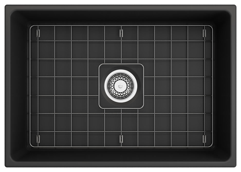 BOCCHI 1356-020-0120 Single Kitchen Sink w/ Bottom Grid In Matte Dark Gray