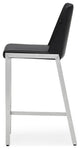 Eliza Leatherette Counter Stool With Polished Stainless Steel Legs, Black