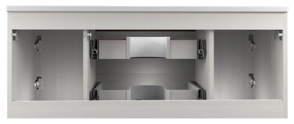 Conques 48" Wall Mount Bathroom Vanity Set, Rich White