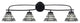 Cavella 4 Light Bath Bar, Matte Black Finish, 7" Pewter Art Glass