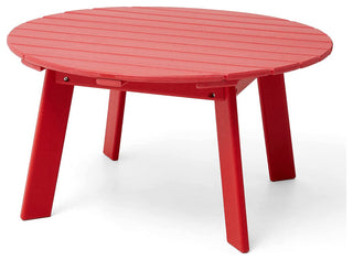 Outdoor Coffee Table, Durable HDPE Frame and Slatted Top, Weather-Resistant, Red