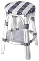 Classic White and Navy Blue Rattan Counter Stool