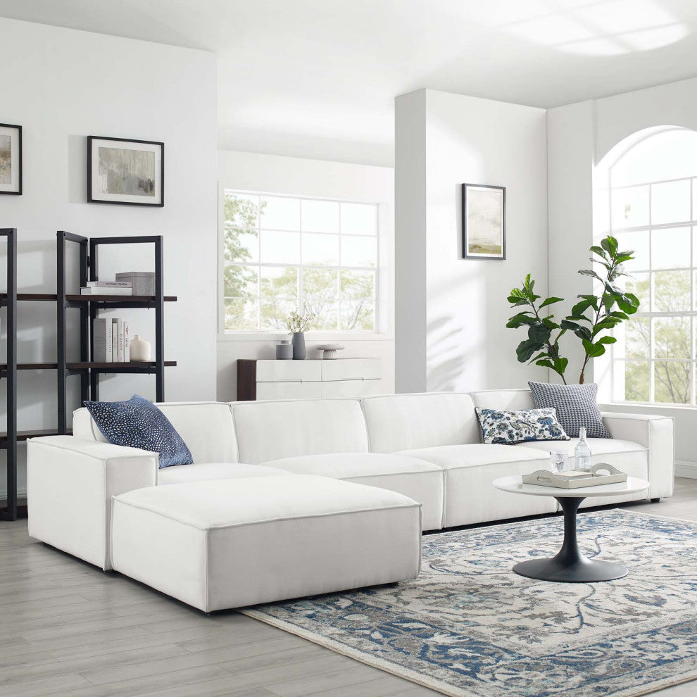 Modular Sectional Sofa Set, White, Fabric, Modern, Lounge Hotel Hospitality