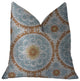 Sunset Cottage Orange, Blue and Ivory Luxury Throw Pillow, 20"x30" Queen