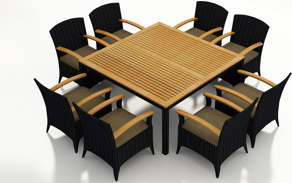 Arbor 9 Piece Arm Square Dining Set, Heather Beige