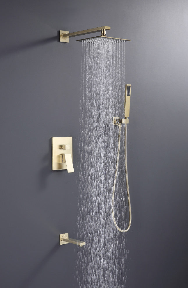 Alam Empolo 8" Wall mount Rain Shower Set, Gold