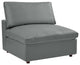 Commix Down Filled Overstuffed Vegan Leather Armless Chair Gray