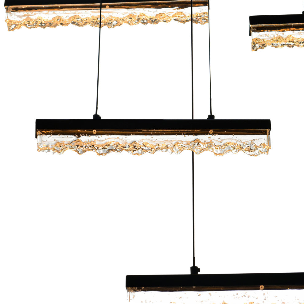 Stagger Integrated LED Black Chandelier
